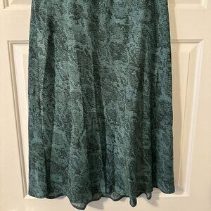 A New Day Teal Snakeskin Satin midi skirt size L